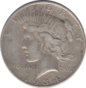 1934 SILVER ONE DOLLAR USA - SILVER WORLD COINS - Cambridgeshire Coins