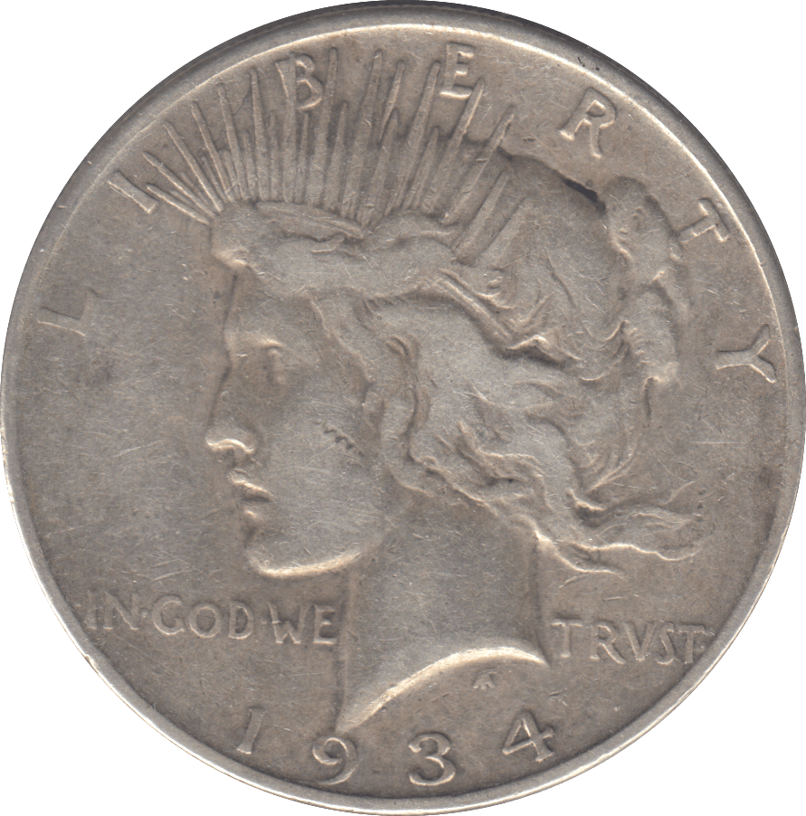 1934 SILVER ONE DOLLAR USA - SILVER WORLD COINS - Cambridgeshire Coins