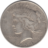 1934 SILVER ONE DOLLAR USA - SILVER WORLD COINS - Cambridgeshire Coins