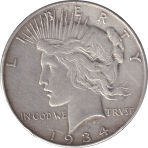 1934 SILVER PEACE DOLLAR USA - SILVER WORLD COINS - Cambridgeshire Coins