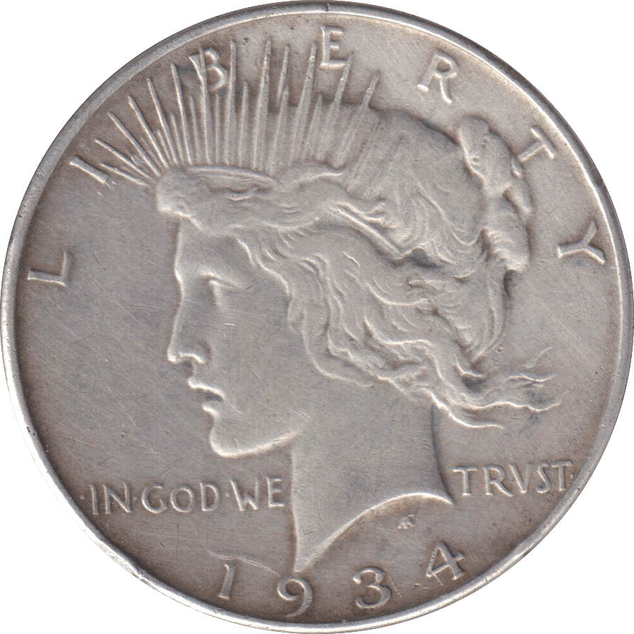 1934 SILVER PEACE DOLLAR USA - SILVER WORLD COINS - Cambridgeshire Coins