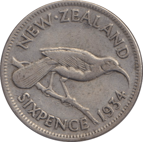 1934 SILVER SIXPENCE NEW ZEALAND - SILVER WORLD COINS - Cambridgeshire Coins