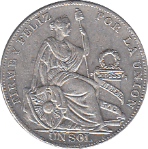 1934 SILVER SOL PERU - SILVER WORLD COINS - Cambridgeshire Coins