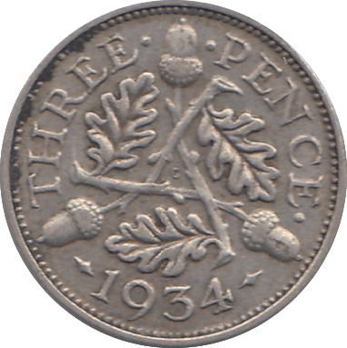 1934 SILVER THREEPENCE ( GVF ) - THREEPENCE - Cambridgeshire Coins