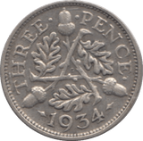 1934 SILVER THREEPENCE ( VF ) - Threepence - Cambridgeshire Coins