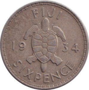 1934 SIXPENCE FIJI - WORLD COINS - Cambridgeshire Coins