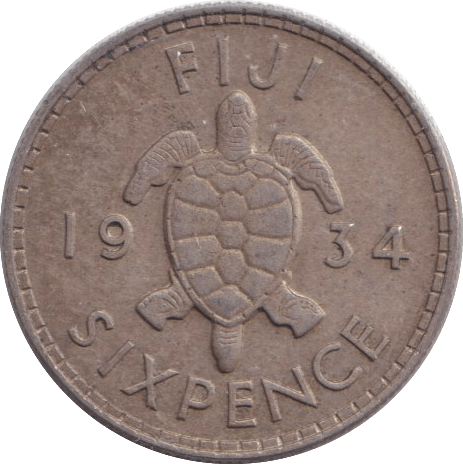 1934 SIXPENCE FIJI - WORLD COINS - Cambridgeshire Coins