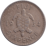 1934 SIXPENCE FIJI - WORLD COINS - Cambridgeshire Coins