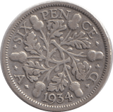 1934 SIXPENCE ( FINE ) - SIXPENCE - Cambridgeshire Coins
