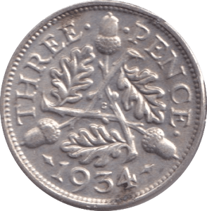 1934 THREEPENCE ( AUNC ) - Threepence - Cambridgeshire Coins