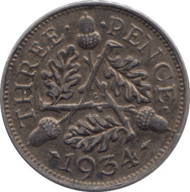 1934 THREEPENCE ( EF ) - THREEPENCE - Cambridgeshire Coins