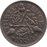 1934 THREEPENCE ( EF ) - THREEPENCE - Cambridgeshire Coins