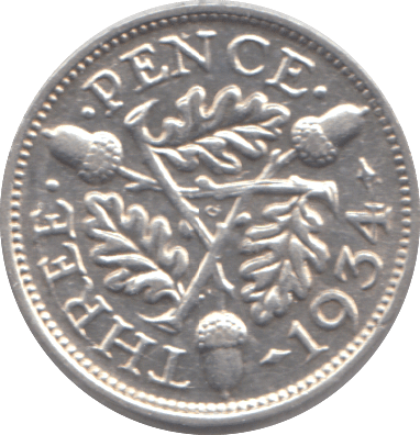 1934 THREEPENCE ( EF ) - THREEPENCE - Cambridgeshire Coins