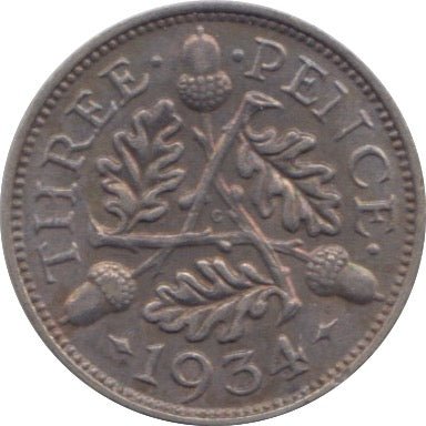 1934 THREEPENCE ( EF ) - WORLD COINS - Cambridgeshire Coins
