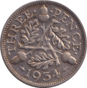 1934 THREEPENCE ( GVF ) - THREEPENCE - Cambridgeshire Coins
