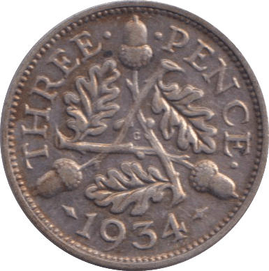 1934 THREEPENCE ( GVF ) - THREEPENCE - Cambridgeshire Coins