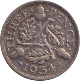 1934 THREEPENCE ( GVF ) - THREEPENCE - Cambridgeshire Coins