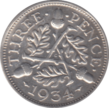 1934 THREEPENCE ( VF ) - THREEPENCE - Cambridgeshire Coins