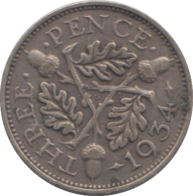 1934 THREEPENCE ( VF ) - THREEPENCE - Cambridgeshire Coins