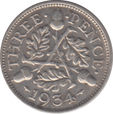 1934 THREEPENCE ( VF ) - THREEPENCE - Cambridgeshire Coins
