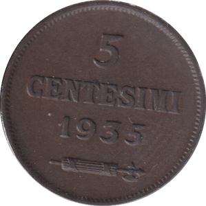 1935 5 CENTS SAN MARINO - WORLD COINS - Cambridgeshire Coins
