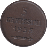 1935 5 CENTS SAN MARINO - WORLD COINS - Cambridgeshire Coins
