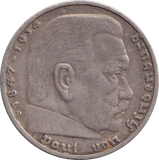 1935 FIVE MARK NAZI STATE - SILVER WORLD COINS - Cambridgeshire Coins