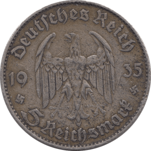 1935 SILVER 5 MARK GERMANY - SILVER WORLD COINS - Cambridgeshire Coins
