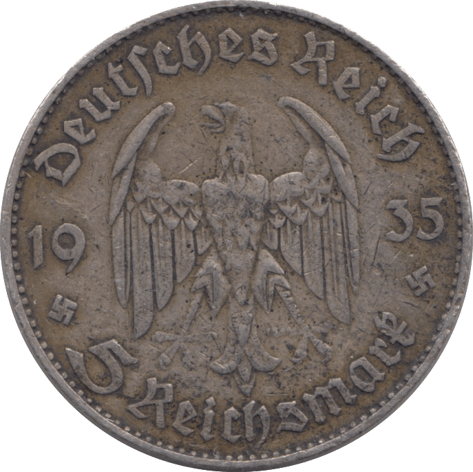 1935 SILVER 5 MARK GERMANY - SILVER WORLD COINS - Cambridgeshire Coins