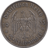 1935 SILVER 5 MARK GERMANY - SILVER WORLD COINS - Cambridgeshire Coins