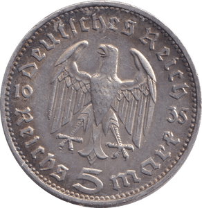 1935 SILVER 5 MARK GERMANY - SILVER WORLD COINS - Cambridgeshire Coins