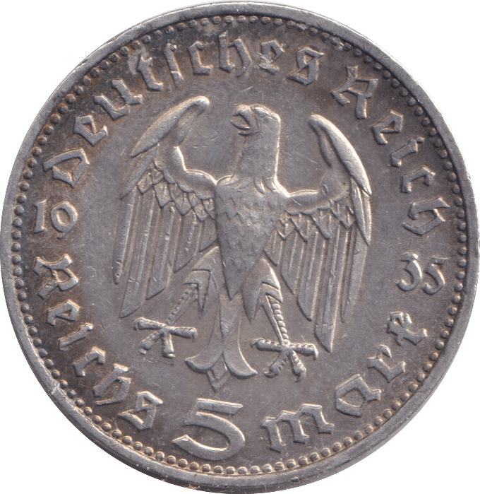 1935 SILVER 5 MARK GERMANY - SILVER WORLD COINS - Cambridgeshire Coins