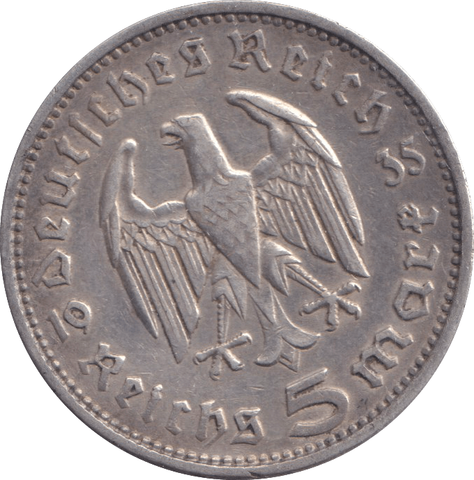1935 SILVER 5 MARK GERMANY - SILVER WORLD COINS - Cambridgeshire Coins