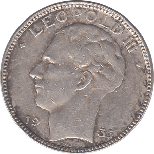 1935 SILVER BELGIUM 20 FRANCS - SILVER WORLD COINS - Cambridgeshire Coins