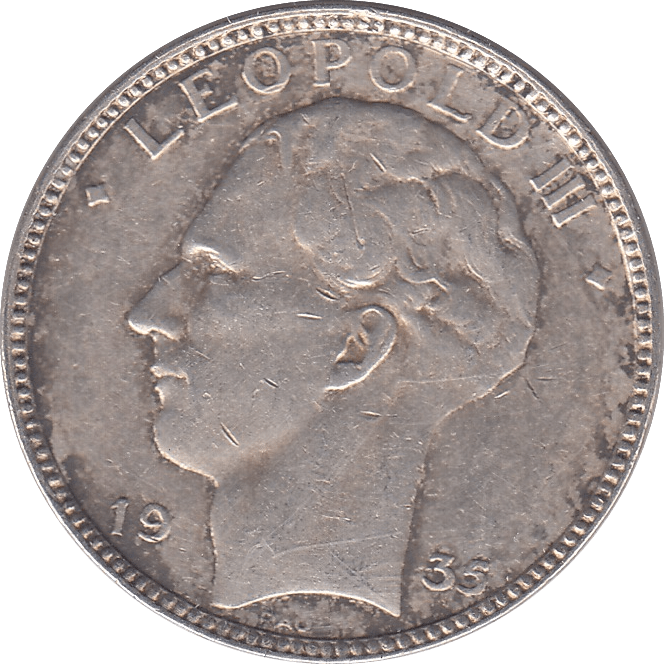 1935 SILVER BELGIUM 20 FRANCS - SILVER WORLD COINS - Cambridgeshire Coins