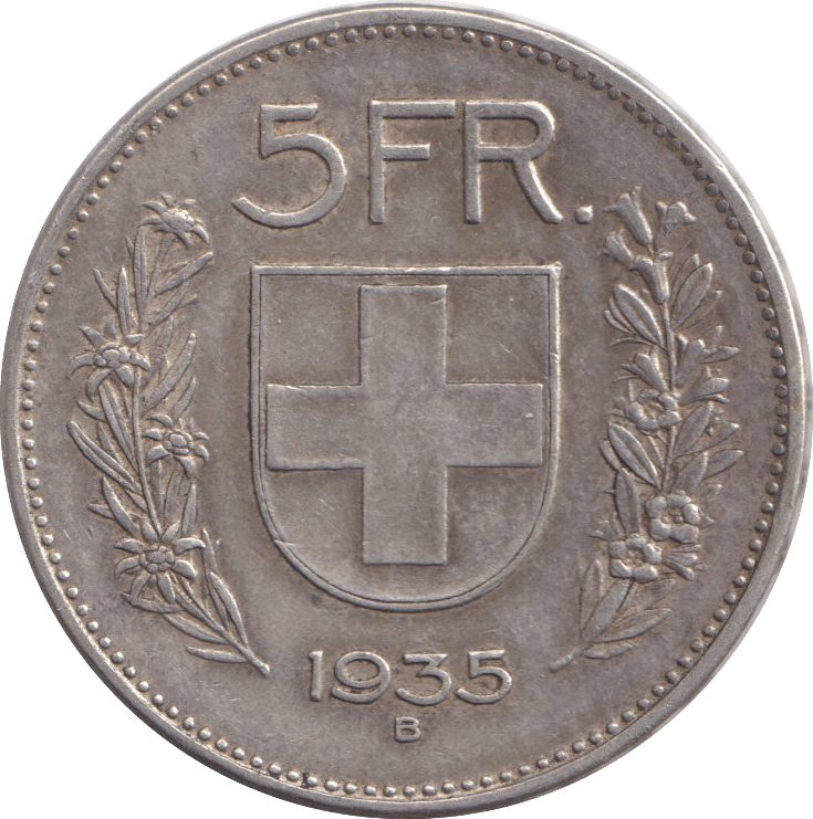 1935 SILVER FIVE FRANCS AUSTRIA - SILVER WORLD COINS - Cambridgeshire Coins