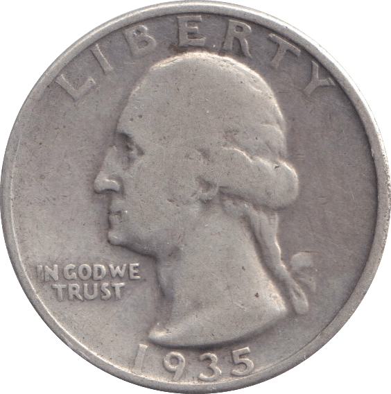 1935 SILVER QUARTER DOLLAR USA - SILVER WORLD COINS - Cambridgeshire Coins