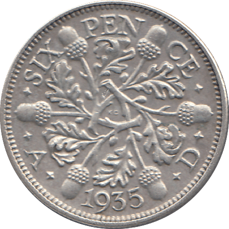1935 SIXPENCE (AUNC) - WORLD COINS - Cambridgeshire Coins