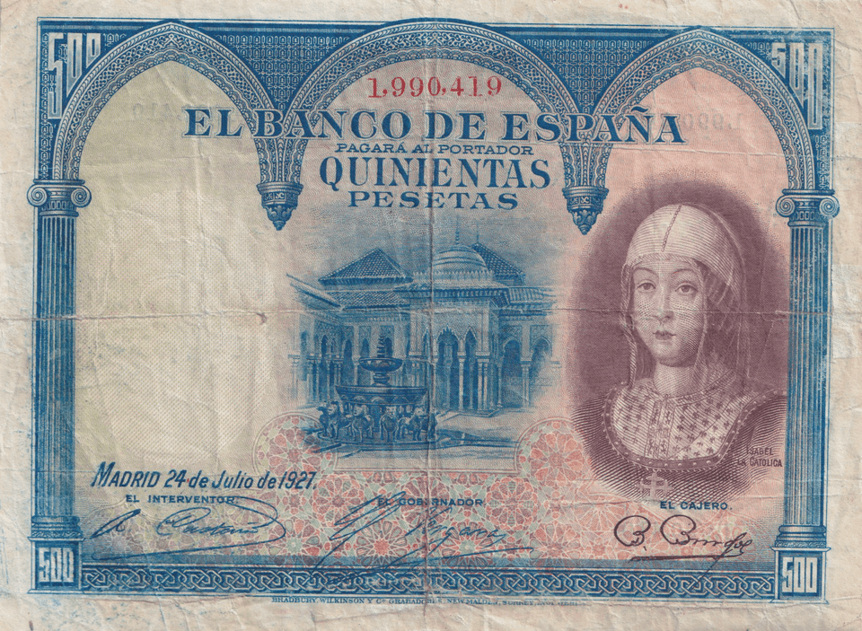 1936 500 PESTAS BANKNOTE SPAIN REF-1615 - WORLD BANKNOTES - Cambridgeshire Coins