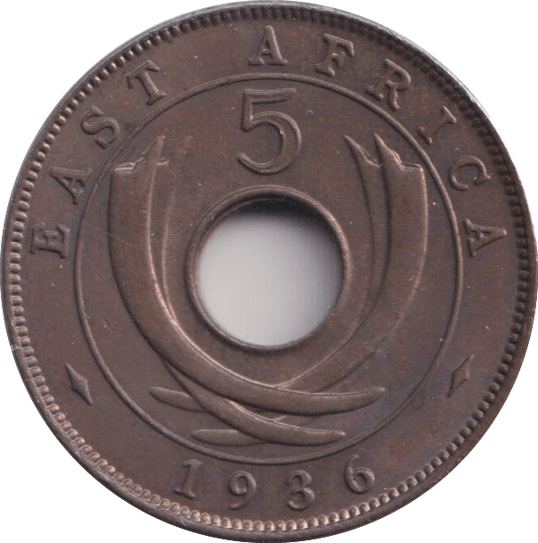 1936 FIVE CENTS EAST AFRICA - WORLD COINS - Cambridgeshire Coins