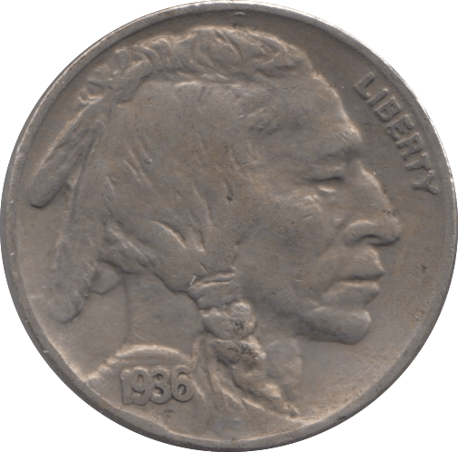 1936 FIVE CENTS USA - WORLD COINS - Cambridgeshire Coins