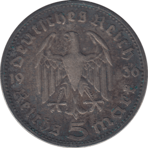 1936 GERMANY 5 MARK - SILVER WORLD COINS - Cambridgeshire Coins