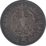 1936 GERMANY 5 MARK - SILVER WORLD COINS - Cambridgeshire Coins