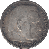 1936 GERMANY 5 MARK - SILVER WORLD COINS - Cambridgeshire Coins
