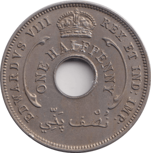 1936 HALFPENNY BRITISH WEST AFRICA - WORLD COINS - Cambridgeshire Coins