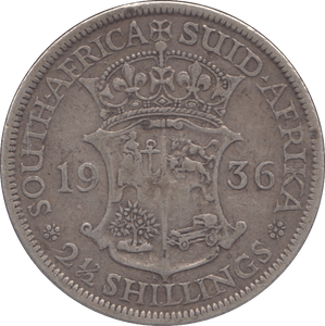 1936 SILVER 2 1/2 SHILLINGS SOUTH AFRICA - SILVER WORLD COINS - Cambridgeshire Coins