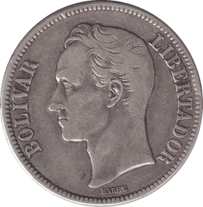 1936 SILVER 5 BOLIVARES VENEZUELA - SILVER WORLD COINS - Cambridgeshire Coins