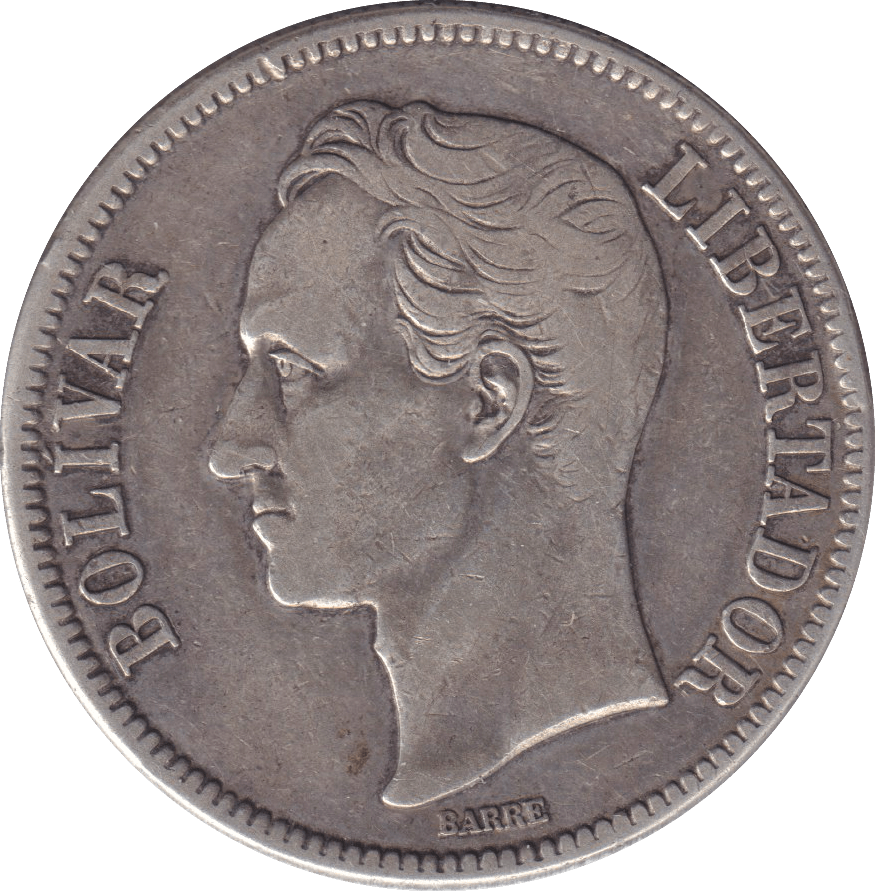 1936 SILVER 5 BOLIVARES VENEZUELA - SILVER WORLD COINS - Cambridgeshire Coins