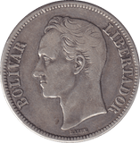 1936 SILVER 5 BOLIVARES VENEZUELA - SILVER WORLD COINS - Cambridgeshire Coins