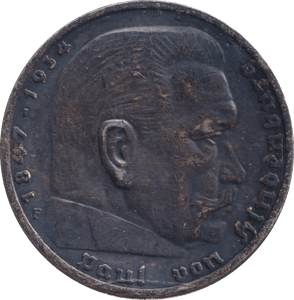 1936 SILVER 5 MARKS GERMANY - SILVER WORLD COINS - Cambridgeshire Coins